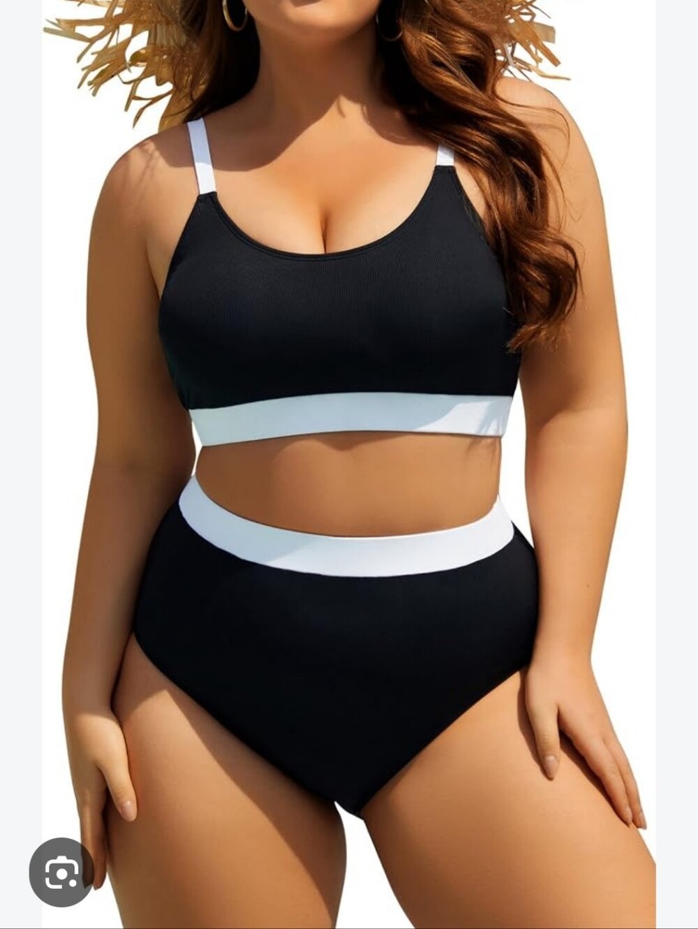 Classic Black & White High-Waist Bikini Set